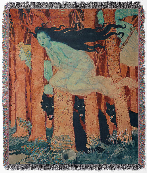 Three Women and Three Wolves Blanket