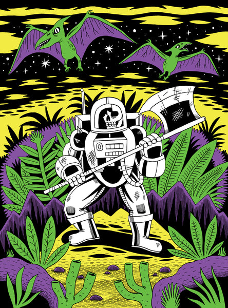 Axe-Stronaut Black Light Poster by Jack Teagle