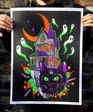 It's a Haunted House, Dummy Black Light Poster by Monica Amneus